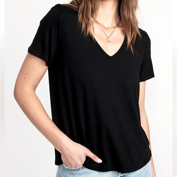 Old Navy Tops - Old Navy, Women’s Black 4X Plus Luxe V-Neck T-Shirt, short sleeves